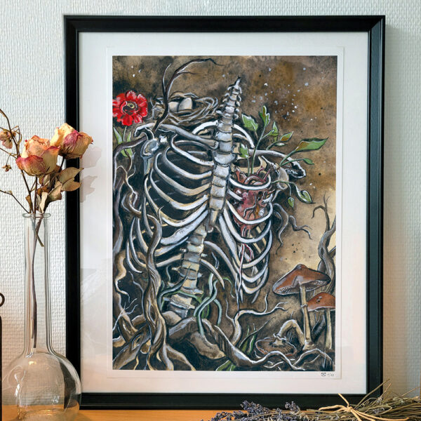 Skelett Herz Gothic Kunst Kunstdruck limitierte Edition Harena Darkart Knochen Torso